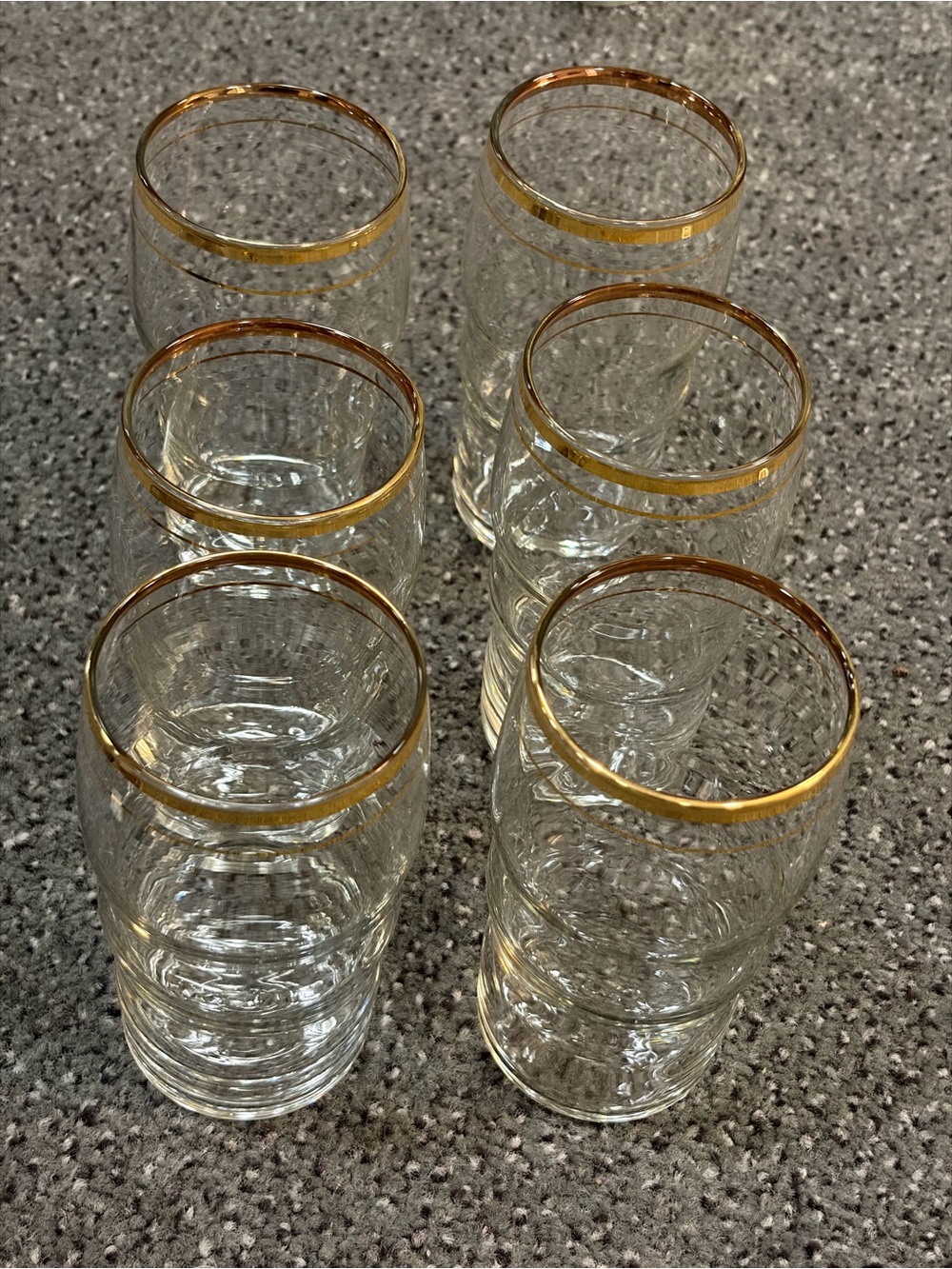 Vintage Gold-Rim Highball Glasses - Set of 6 *have the name “Lois” etched**